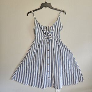 Zaful Blue and White Striped Midi Dress
